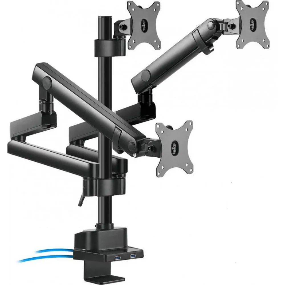 Uchwyt biurkowy na monitory Maclean 17-27" 3 x 7kg MC-811 - 3 monitory, Czarny | Sklep ITnes.pl - IT for BUSINESS
