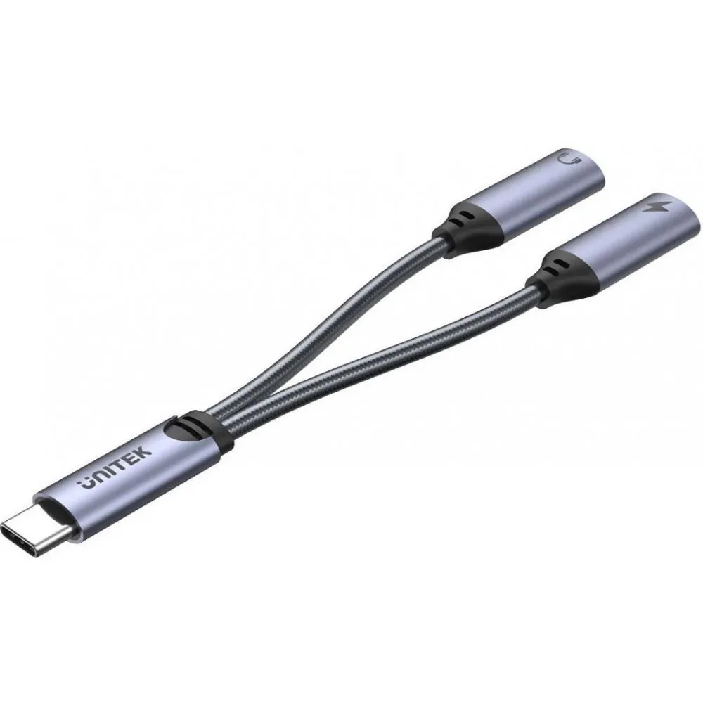 Kabel Unitek USB-C / 2 x port USB-C audio, 18W M206A, Szary, Czarny | Sklep ITnes.pl, IT for BUSINESS