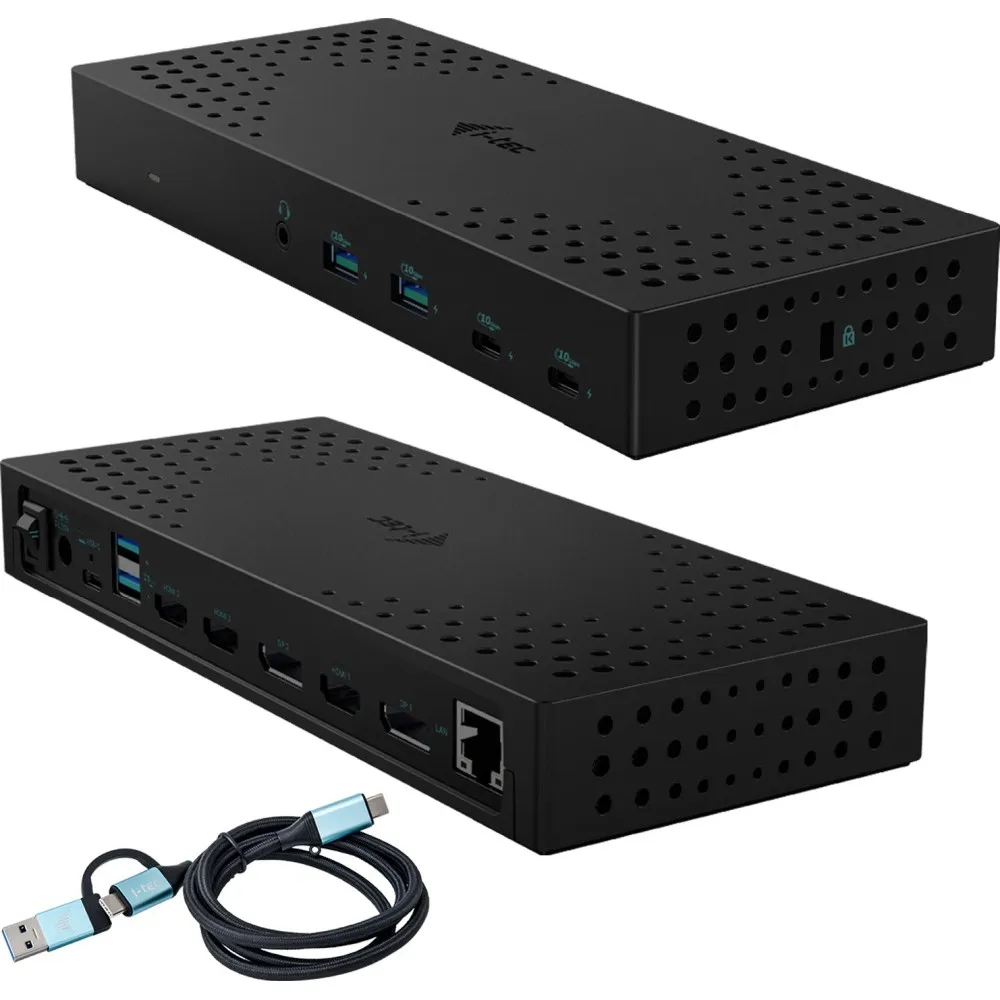 Stacja dokująca i-tec USB 3.0 / USB-C / Thunderbolt, 3x 4K Docking Station Gen 2 Power Delivery 100W CATRIPLE4KDOCKPD2, Czarna |