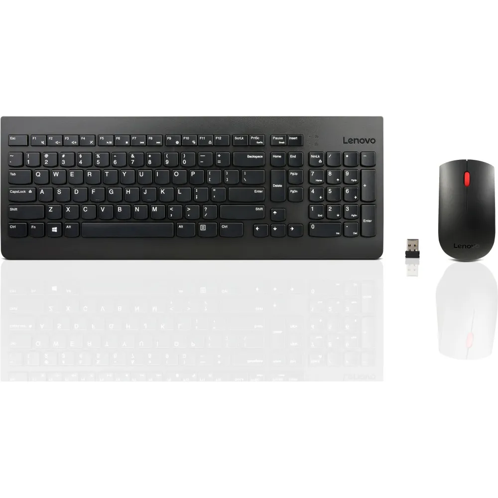 Zestaw bezprzewodowy klawiatury i myszy Lenovo Essential Wireless Combo 4X30M39472 - German 129, Układ niemiecki, Czarny