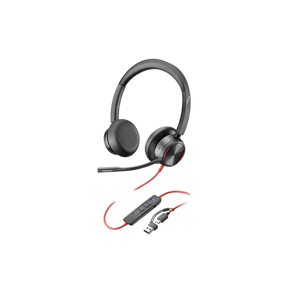 Słuchawki nauszne Poly Blackwire 8225 Stereo Microsoft Teams Certified USB-C Headset +USB-C/A Adapter 8X225AA