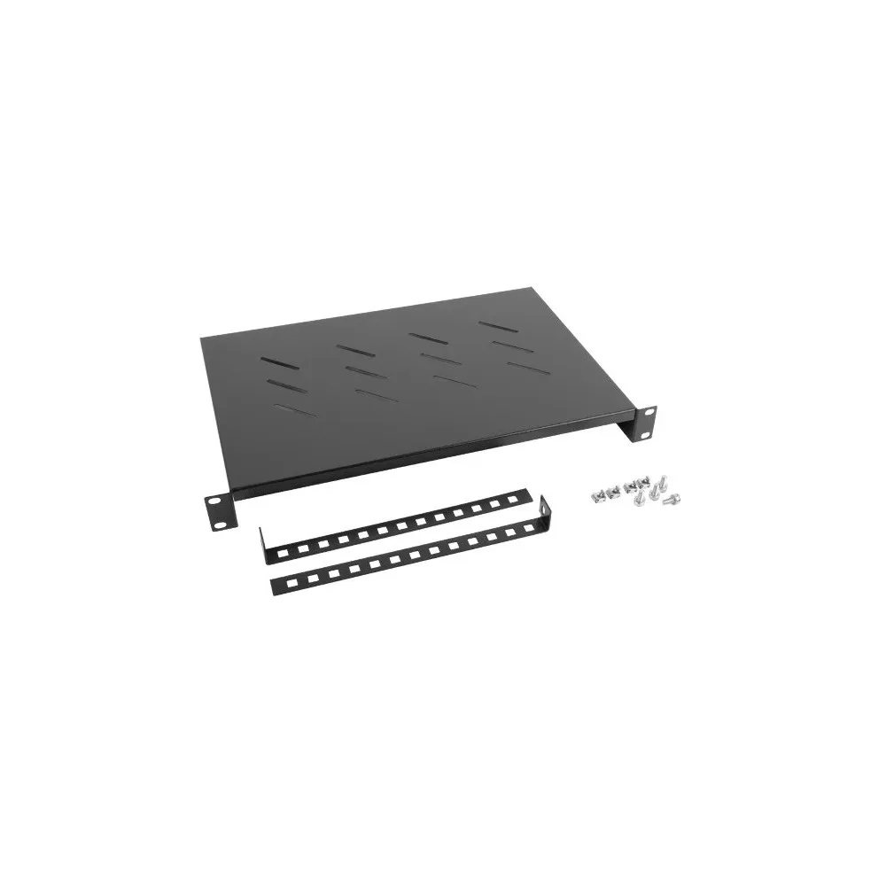 Lanberg PÓŁKA DO SZAF 19" 600MM CZARNA (1U/483X300MM UDŹWIG DO 25KG, MONTAŻ 4 PUNKTOWY) - AK-1004-B | Sklep ITnes.pl - IT for BU