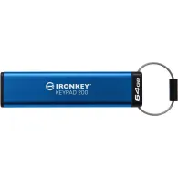 Pendrive Kingston IronKey Keypad 200 64 GB IKKP200/64GB - FIPS 140-3 Lvl 3 Pending AES-256 Encrypted, Niebieski