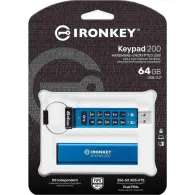 Pendrive Kingston IronKey Keypad 200 64 GB IKKP200/64GB - FIPS 140-3 Lvl 3 Pending AES-256 Encrypted, Niebieski