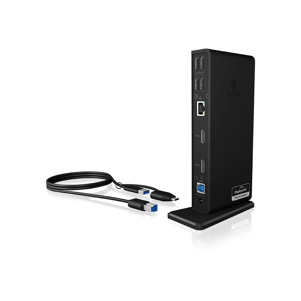 Stacja dokująca ICY BOX IB-DK2251AC do notebooka - USB-A, USB-C, DisplayLink, 2x HDMI