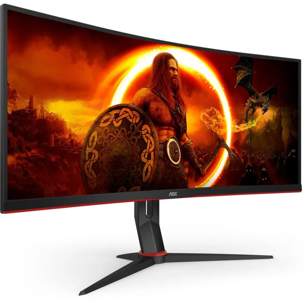 Zdjęcie produktu Monitor AOC CU34G2XP/BK - 34"/3440x1440 (UWQHD)/180Hz/21:9/zakrzywiony/VA/FreeSync/HDR/1 ms/Czarno-czerwony