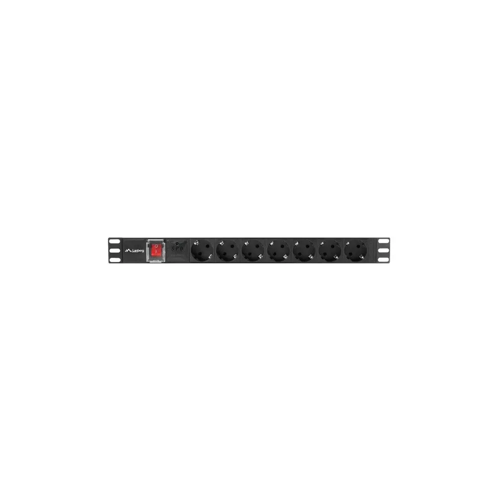 Listwa zasilająca Rack PDU Lanberg PDU-07F-0200-IEC-BK - 1U, 7 gniazd "schuko"(DIN VDE 0620-1), przewód 2m