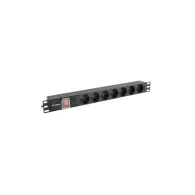 Listwa zasilająca Rack PDU Lanberg PDU-07F-0200-IEC-BK - 1U, 7 gniazd "schuko"(DIN VDE 0620-1), przewód 2m
