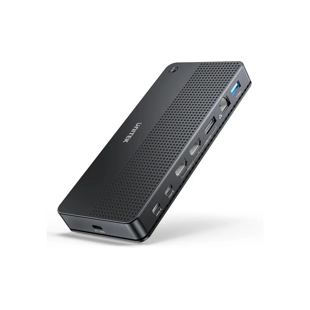 Przełącznik KVM Unitek Universal Dual 4K KVM Docking Station D1103A01 - Czarny