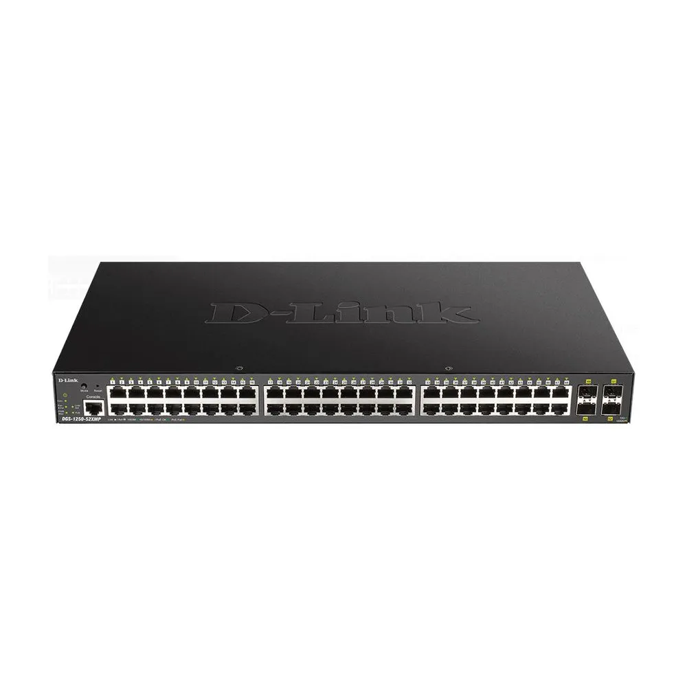 Switch zarządzalny D-Link DGS-1250-52XMP/E, 48x 100|1000Mbps RJ45, 4x 10GbE SFP+, POE+ 370W | Sklep ITnes.pl, IT for BUSINESS