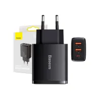 Ładowarka sieciowa Baseus Speed Dual QC3.0 Quick Charger U+U CCXJ-E01 - 2x USB-A, USB-C, 30W, Czarna