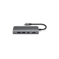 Replikator portów Satechi Multimedia Adapter ST-TCMM8PAM - USB-C, 3x USB-A, HDMI, czytnik microSD i SD, miniDP, Ethernet, Szary