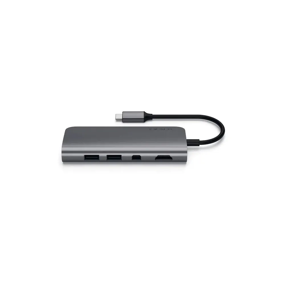 Replikator portów Satechi Multimedia Adapter ST-TCMM8PAM - USB-C, 3x USB-A, HDMI, czytnik microSD i SD, miniDP, Ethernet, Szary