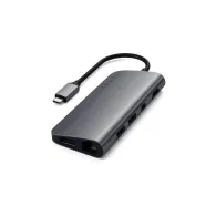Replikator portów Satechi Multimedia Adapter ST-TCMM8PAM - USB-C, 3x USB-A, HDMI, czytnik microSD i SD, miniDP, Ethernet, Szary
