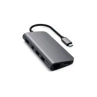 Replikator portów Satechi Multimedia Adapter ST-TCMM8PAM - USB-C, 3x USB-A, HDMI, czytnik microSD i SD, miniDP, Ethernet, Szary