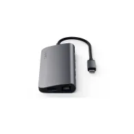 Replikator portów Satechi Multimedia Adapter ST-TCMM8PAM - USB-C, 3x USB-A, HDMI, czytnik microSD i SD, miniDP, Ethernet, Szary