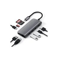 Replikator portów Satechi Multimedia Adapter ST-TCMM8PAM - USB-C, 3x USB-A, HDMI, czytnik microSD i SD, miniDP, Ethernet, Szary