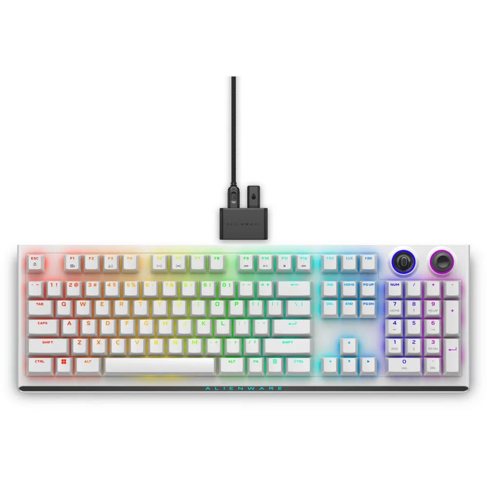 Dell Alienware Tri-Mode AW920K Wireless Gaming Keyboard 545-BBFK - US, Cherry MX Red, Bluetooth, Biała Dell Alienware Tri-Mode AW920K Wireless Gaming Keyboard 545-BBFK - US, Cherry MX Red, Bluetooth, Biała