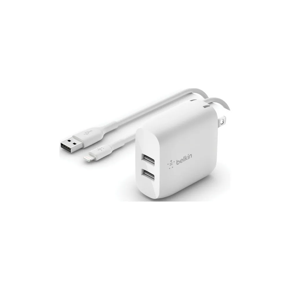 Ładowarka Belkin 2x USB-A 24W WCD001VF1MWH - Biała | Sklep ITnes.pl -
