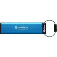 Pendrive Kingston IronKey Keypad 200C 64 GB IKKP200C/64GB - USB-C, FIPS 140-3 Lvl 3 Pending AES-256 Encrypted, Niebieski