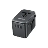 Ładowarka sieciowa Unitek GaN 100W Universal Travel Adapter P1123ABK01 - 4x USB-C, 1x USB-A, EU|US|UK|AUS, Czarna