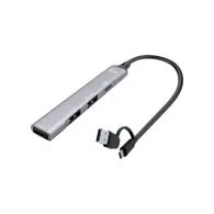 Hub USB-C/USB-A i-tec CAHUBMETALMINI4 - 1x USB-C, 3x USB 2.0, Szary