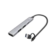 Hub USB-C/USB-A i-tec CAHUBMETALMINI4 - 1x USB-C, 3x USB 2.0, Szary
