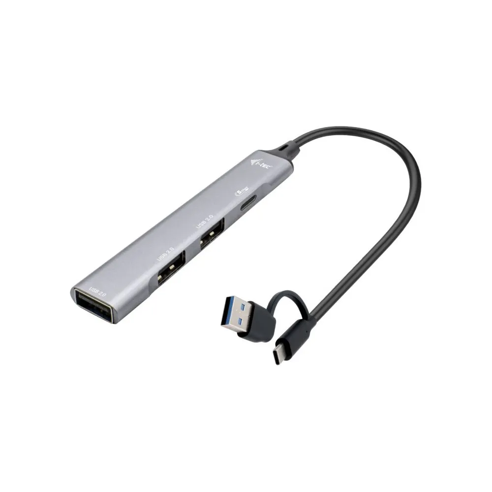 Hub USB-C/USB-A i-tec CAHUBMETALMINI4 - 1x USB-C, 3x USB 2.0, Szary