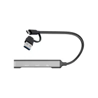Hub USB-C/USB-A i-tec CAHUBMETALMINI4 - 1x USB-C, 3x USB 2.0, Szary
