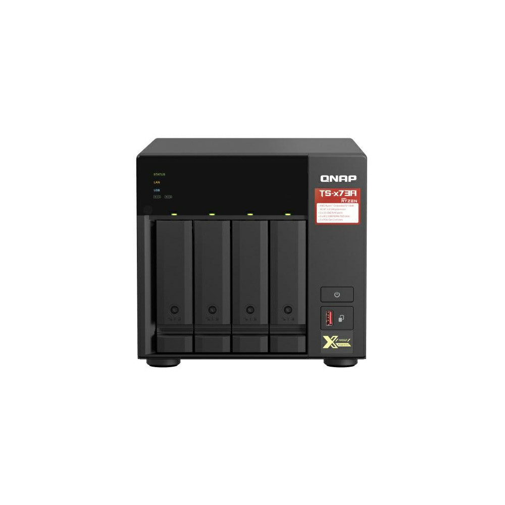 Zdjęcie produktu Serwer NAS QNAP Tower TS-473A-68 - Tower/AMD Ryzen V1500B/8 GB RAM/72 TB/4 wnęki/2 x M.2/hot-swap/3 lata Door-to-Door