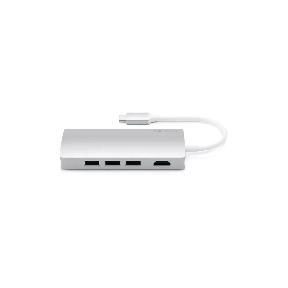 Replikator portów Satechi Aluminium Adapter V2 ST-TCMA2S - USB-C, 3x USB-A, HDMI, czytniki kart microSD i SD, Ethernet, Srebrny