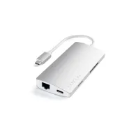Replikator portów Satechi Aluminium Adapter V2 ST-TCMA2S - USB-C, 3x USB-A, HDMI, czytniki kart microSD i SD, Ethernet, Srebrny