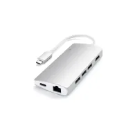 Replikator portów Satechi Aluminium Adapter V2 ST-TCMA2S - USB-C, 3x USB-A, HDMI, czytniki kart microSD i SD, Ethernet, Srebrny