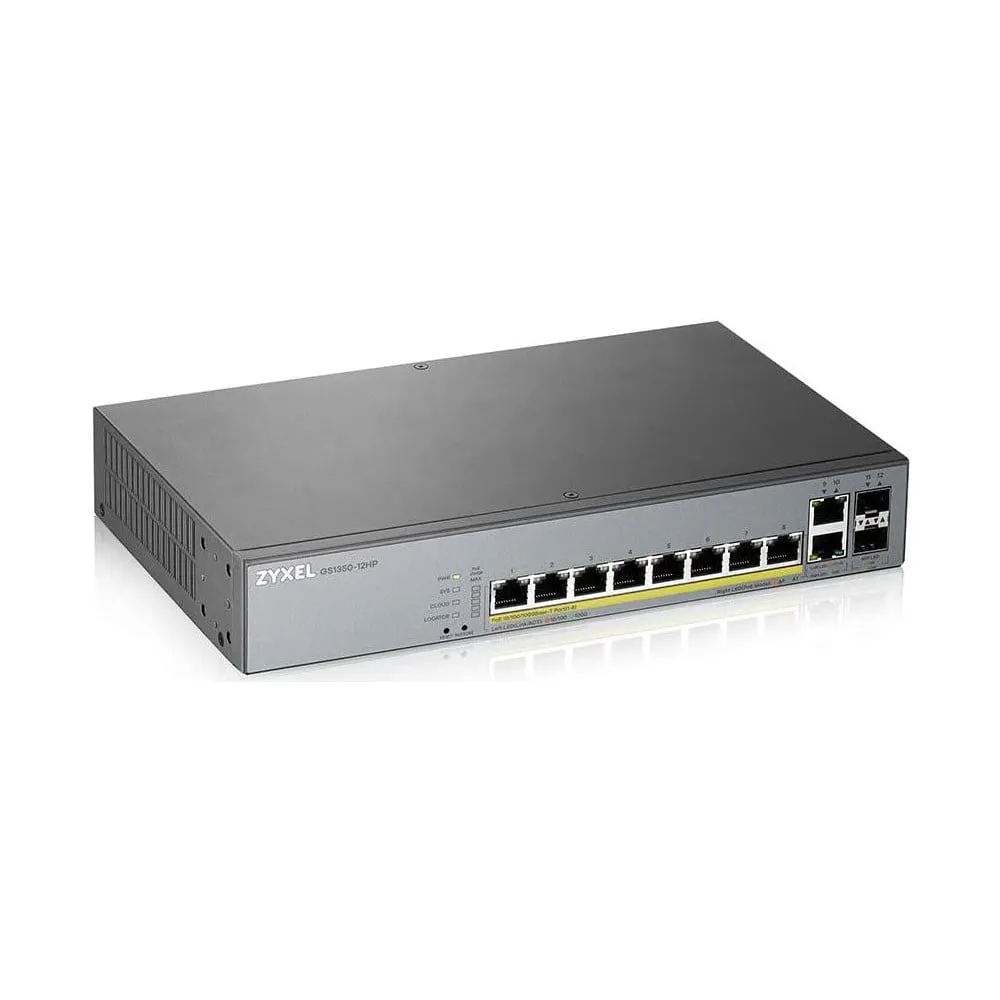 Switch zarządzalny Zyxel GS1350-12HP-EU0101F, Desktop, 10 x LAN 10|100|1000 Mbps, 2 x SFP, POE Long Range 130W | Sklep ITnes.pl,