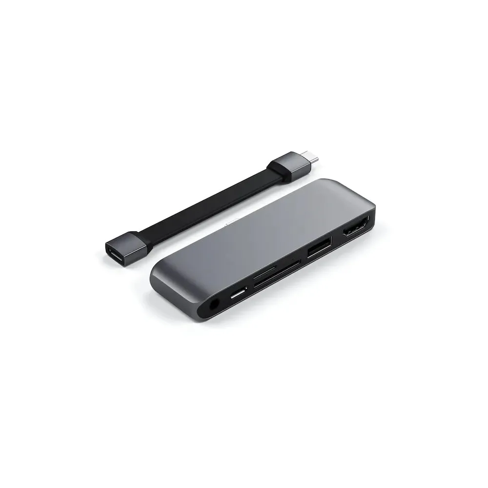 Replikator portów USB-C Satechi Hub ST-MPHSDM - USB-C 60W, 4K HDMI, USB-A, czytnik kart microSD i SD, Audio, Szary