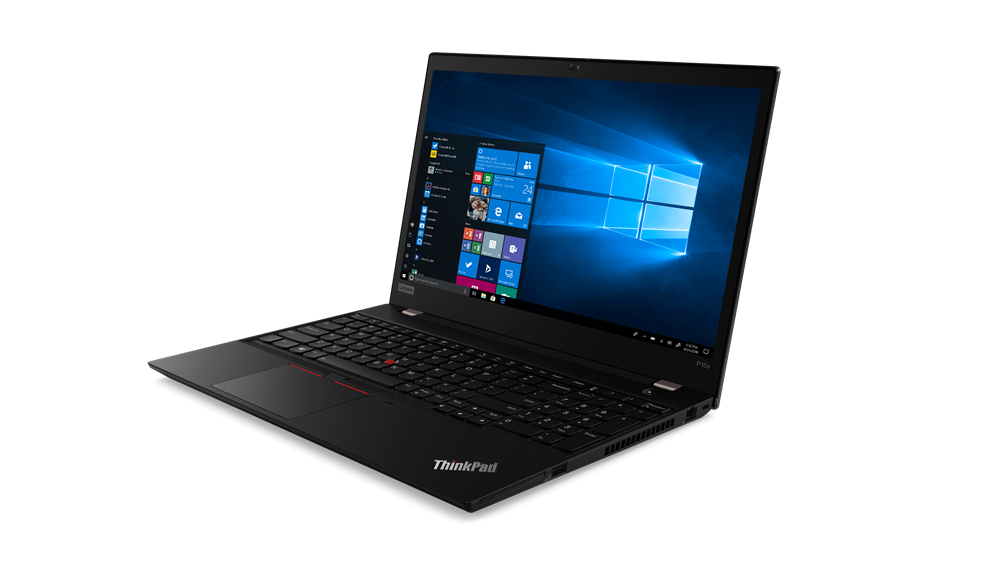 ThinkPad P15s Gen 1 - pod kątem, widok na otwary laptop