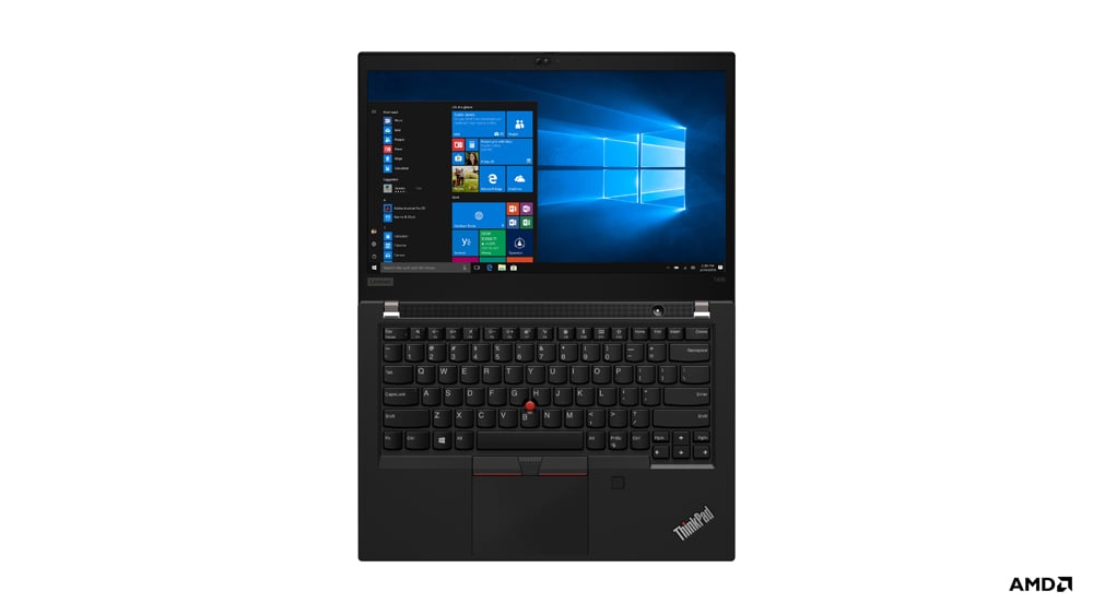 Lenovo ThinkPad T495 - zdjęcie klawiaturę imaksymalnie otwartą matrycę