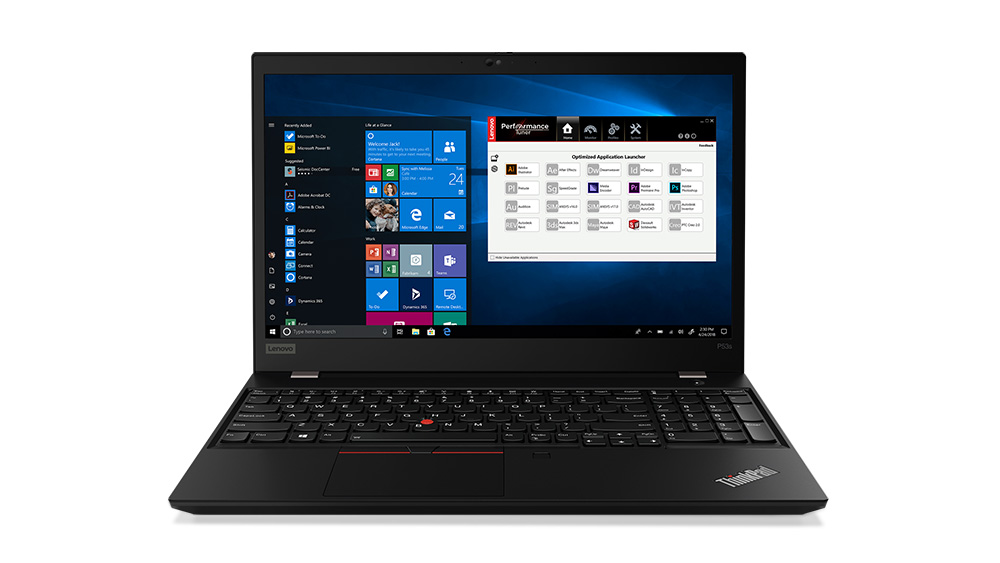 Lenovo ThinkPad P53s - widok na pulpit roboczy i klawiaturę