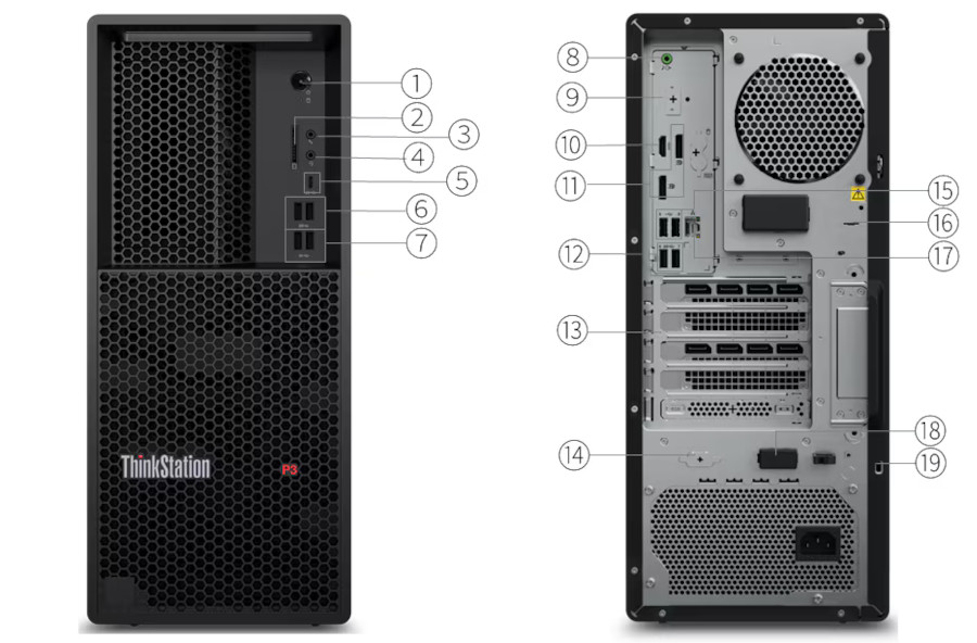 Lenovo ThinkStation P3 Tower Gen 2 porty