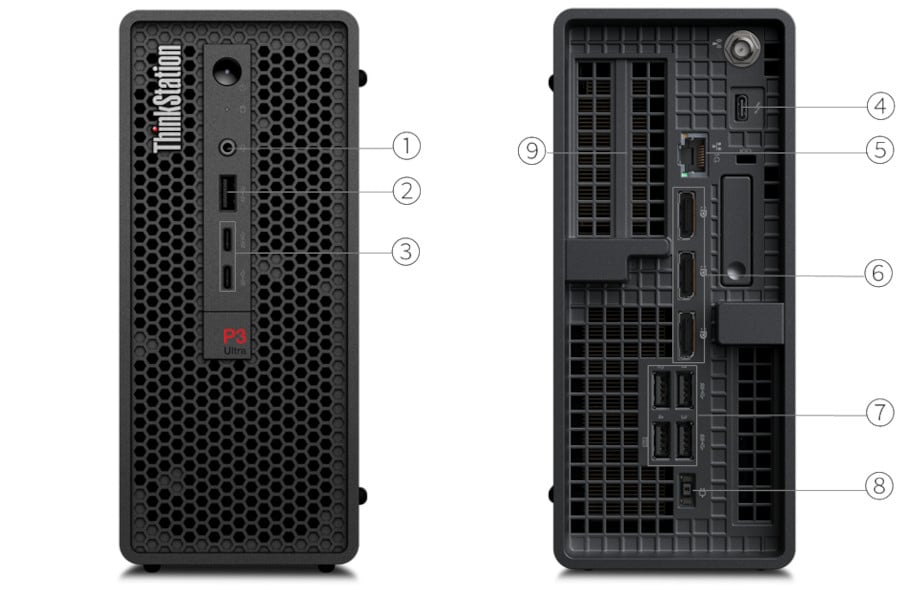 Lenovo ThinkStation P3 Ultra SFF Gen 2 porty