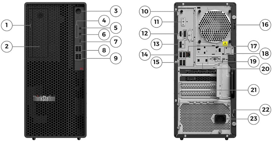 Lenovo ThinkStation P2 Tower - porty