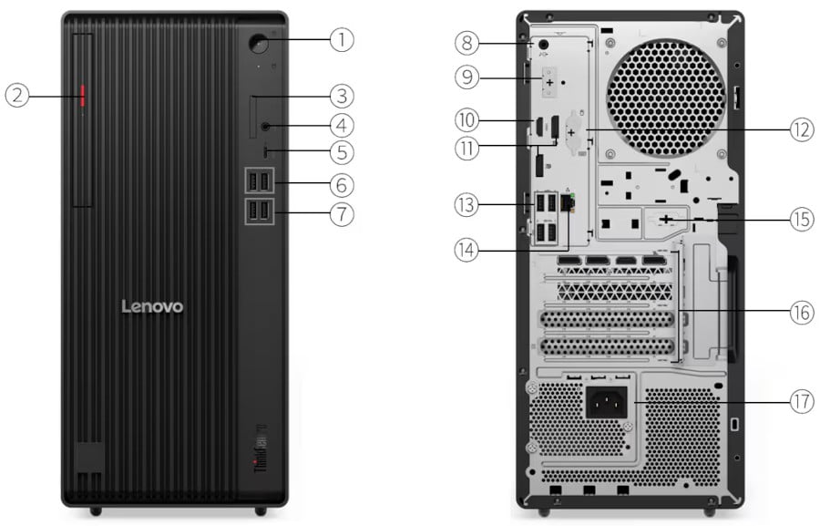 Lenovo ThinkCentre M90t Gen 6 - porty