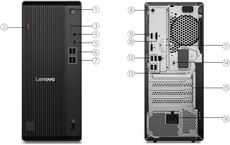 Lenovo ThinkCentre M70t Gen 6 - porty