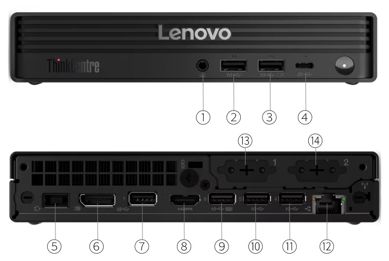 Lenovo ThinkCentre M90q Gen 6 - porty